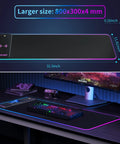 RGB Gaming Mouse Pad With 15W Wireless Charging, Massive 800x300x4mm Desk Mat, 10 Light Modes, on gaming desk setup