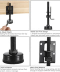 Heavy Duty Four Pack Adjustable Furniture Levelers With Grippy Felt Pads Dead Serious Stability For Cabinets Shelves close-up of installation with height adjustment tool.