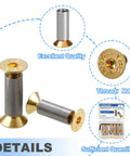 12 Pieces Knife Handle Screws And 24 Flat Head Bolts Gold Hex Fasteners For Knife Blade Fixing, includes close-up of screw and packaging