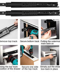 8 Inch Heavy Duty Full Extension Drawer Slides With Smooth Ball Bearing Runners For Kitchen Cabinets, Bathroom Vanities, Garage Tools, Side Mount Rails, Durable Metal Construction, Ideal For DIY Projects installed with drill