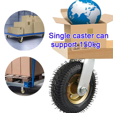 High Performance Industrial Swivel Casters And Lockable Fixed Wheels Heavy Duty Hand Truck Replacement Set Built Tough pneumatic tire on cart.