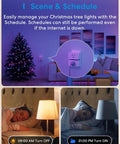 Smart Plug Mini 15A WiFi With HomeKit Siri Alexa Google Assistant Nest Hub showing scheduling with a Christmas tree and lamp