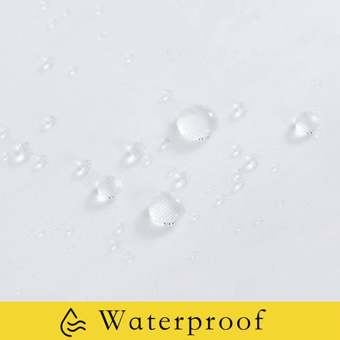 Close-up of water droplets on Outdoor Sheer White Weighted Curtains With Rod Pocket And Back Tab, 120 Inch Length, 2 Panels