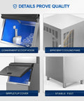 Industrial 550 Lbs Per Day Commercial Ice Maker With 300 Lbs Storage Bin, LCD Touch Control Panel, Automatic Cleaning, Fast Ice Production For Bar, Cafe, Restaurant, Coffee Shop And Market featuring scoop hook, cooling fans, flip cover, stable feet.