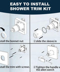 R10000 Series Shower Valve Trim Kit Replacement With Single Handle Shower Handle Set installation guide