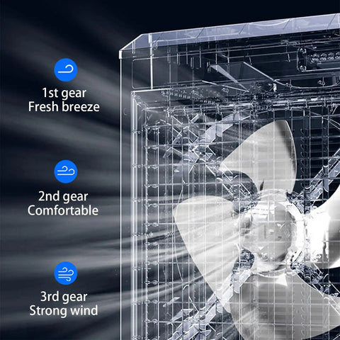 Close-up of fan gears on Super Portable Evaporative Air Cooler With Eight Refreezeable Ice Packs And Three Fan Speeds.