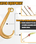 2 Pack 15 Inch J Hooks With Coupling Link For Tow And Recovery Yellow Zinc Plated J Tow Hooks With Link Heavy Duty G70