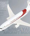 Algeria One Four Hundred Scale Alloy Fuselage Plastic Airplane Model For Collection And Display Ready To Play No Assembly Required 5.6 Inch Length 5 Inch Wingspan Perfect Display Piece, airplane side view with red stripe and logo on tail, plastic and alloy material description.