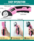 Heavy Duty 4V Electric Cardboard Cutter With Bright Led Light, Ergonomic Handle For Easy Shipping And Packing Boxes, Fast Automatic Cutting Tool For Home Office Storage And Moving Day Projects showing cutting blade and safety features.
