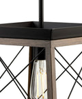 Coastal 1-Light Mini Pendant in Antique Bronze for Rustic Farmhouse Vibe, showing open oak cage detail and exposed bulb.