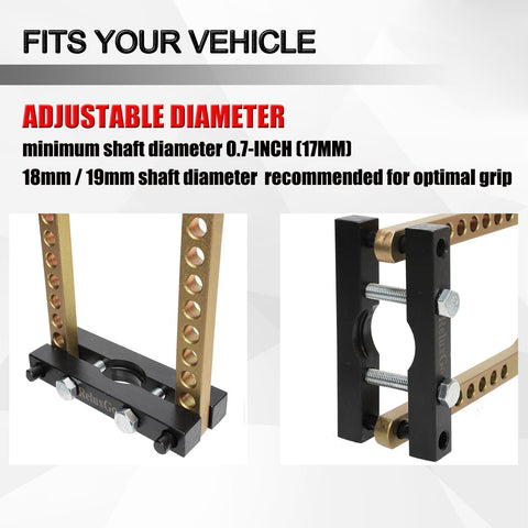 Universal CV Joint Puller and Propshaft Separator Tool showing adjustable diameter and fit for various shaft sizes.