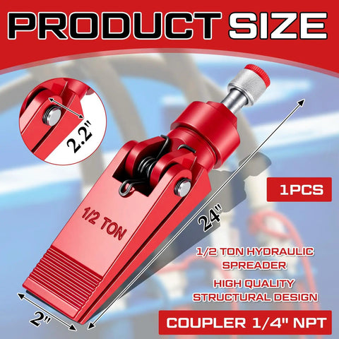 Heavy Duty Hydraulic Wedge Spreader 1/2 Ton Capacity With 3 1/4 Inch Max Opening And 1/4 Npt Port showing dimensions and structural details.