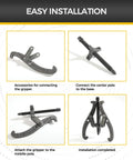 Steps showing assembly of 6 Inch Bearing Puller With Three Jaw Gear Design For Cars SUVs And Motorcycles Heavy Duty Wheel Puller.
