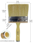 Heavy Duty 5 Inch Paint Brush With Screwed Extended Handle For Decks And Fences Stain Block Poly Bristle Blend Ideal For Walls Masonry And Large Painting Projects Pack Of 6, showing dimensions and screwed handle feature.