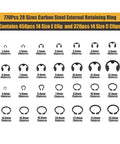 Durable C Clips And E Clips Snap Ring Assortment Kit In Black Carbon Steel With 28 Sizes From 1.5mm To 26mm Displayed