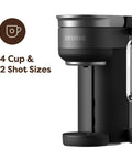 Side view of Crema Ready Single Serve Coffee Maker With Pressure Infusion For Rich Crema And Espresso Style Shots