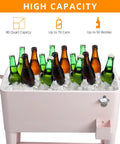 80 Quart Rolling Cooler Cart Portable Bar Drink Cooler On Wheels With Ice Chest Shelf Bottle Opener And Cap Catch For Patio Parties BBQ Beach Activities Pink Keeps Ice For Up To 48 Hours And Keeps Warm Food Above 40 C For 4 To 5 Hours