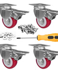 ABSLIMUS 2-inch caster wheels with brakes, set of 4, 800 lb capacity, polyurethane wheels; includes screws.