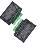 Two TB6600 microstep driver boards with green terminal blocks for NEMA 17/23 stepper motors