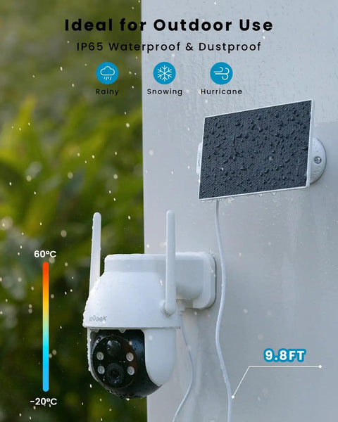 Wireless Outdoor Security Camera System With Solar Powered Battery 2K HD WiFi Surveillance Cam with solar panel installation