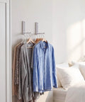 Dang Sturdy Fold Down Coat Hooks For Walls Two Pack Zinc Alloy Wall Mounted Hanger Organizer Rack Heavy Duty White with shirts