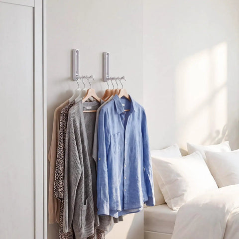 Dang Sturdy Fold Down Coat Hooks For Walls Two Pack Zinc Alloy Wall Mounted Hanger Organizer Rack Heavy Duty White with shirts