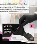 Badass 6 Mil Black Nitrile Gloves, Tough As Nails Heavy Duty Disposable Work Gloves With Unbeatable Textured Grip For Auto Shop Grinds And Weekend Projects, Powder And Latex Free, Case Of 100 being pulled from box.