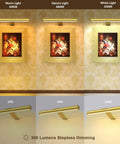 Wireless Picture Light For Artwork With Remote And Rechargeable Battery, Full Metal Body, 300 Lumen Brightness, Gold Finish