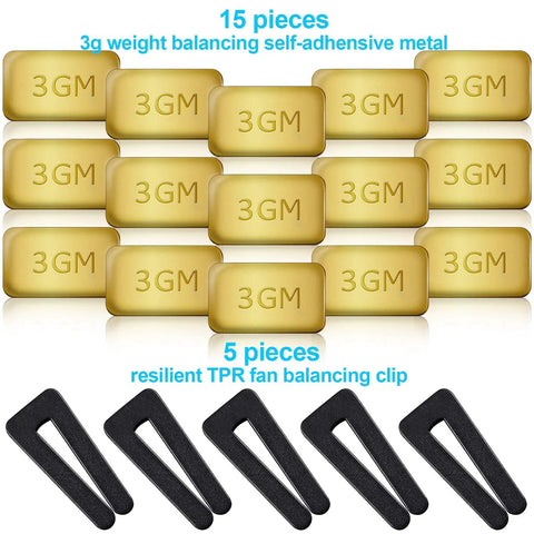 Ceiling Fan Balancing Kit With 20 Pieces And 5 High Calibration Blade Balance Tools, 5 Resilient Clips And 15 Self Adhesive 3G Weights To Stop The Wobble, Easy To Follow Universal Fit For Most Ceiling Fans