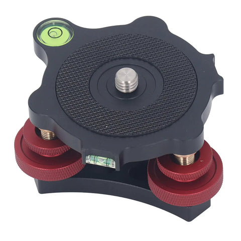 Top view of Beefy CNC Leveling Base Vise For Milling Drilling And Grinding Machines with bubble levels and red adjustment knobs.
