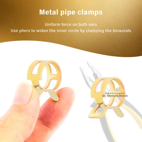 Metal pipe clamps with pliers from Durable Quarter Inch Fuel Line Hose Upgrade With 300 PSI Rating And 20 Clamps 10 Foot Universal Kit.