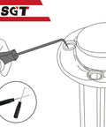 Illustration of hook tool removing ring, part of Heavy Duty Snap Ring Pliers Set Pro Grade With 10 Piece Internal And External Circlip Pliers