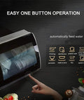 Freestanding Countertop Dishwasher With Auto Dry Storage And Snappy Touch Controls For Rapid Cleaning Cycles high Temp Sterilization And Smart Power Savings showcasing easy one button operation and dishware inside.