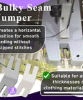 Six Pack Hump Jumper Sewing Tool Set for Quick Seam Finishing and Button Attachments shown installed on sewing machine with two bulky sizes for thick fabrics