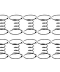 Top Notch Five Inch Upholstery Coil Springs For Sofa And Chair Repair Pack Of 10 Heavy Duty Steel Springs stacked in a row.