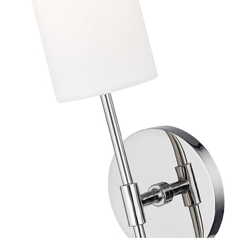 Olivia 1 Light Wall Sconce in Polished Nickel, Slim Profile, Modern Minimalist Design, Clean Industrial Glow, Side View