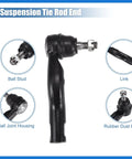 Front Outer Tie Rod End Kit Two Piece Replacement For Ford Fusion Lincoln MKZ Mercury Milan ES800101 ES800102 Front Suspension Steering Includes Left And Right Outer Tie Rod Ends For Safe Precise Handling. black steel tie rod end with ball stud and rubber dust boot