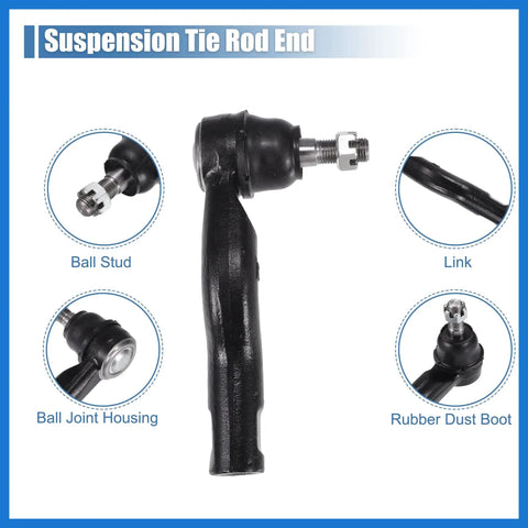 Front Outer Tie Rod End Kit Two Piece Replacement For Ford Fusion Lincoln MKZ Mercury Milan ES800101 ES800102 Front Suspension Steering Includes Left And Right Outer Tie Rod Ends For Safe Precise Handling. black steel tie rod end with ball stud and rubber dust boot