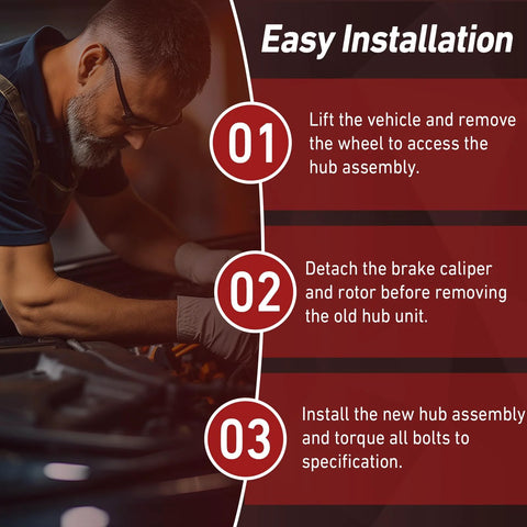 Mechanic demonstrating easy installation steps for 512388 Two Piece Rear Wheel Bearing And Hub Assembly Kit For Nissan Altima