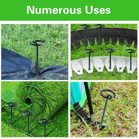 Circle Top Landscape Staples 6 Inch Green Turf Stakes 9 Gauge Beefy Heavy Duty Yard Lawn Spikes for outdoor soil and sod fabric