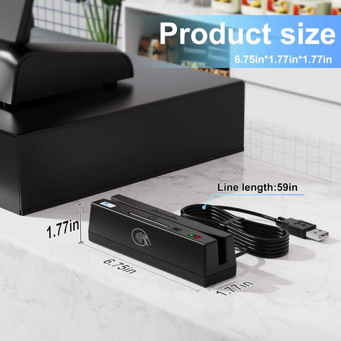 USB 4 In 1 Magnetic Card Reader And Writer With Contactless PSAM And Chip Card Support Read And Write APDU Commands viewed on desk.