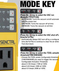 SENCTRL automatic vacuum switch for power tools—yellow housing with AUTO/OFF/ON and 3s/7s/10s timer settings