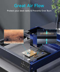 XNEONLab honeycomb laser bed with 400×400 mm working area and aluminum panel installed in a blue laser engraver.