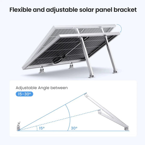Adjustable Tilt Mount Brackets For Solar Panels Aluminum Alloy 15 Degree To 30 Degree Tilt Fits 50 To 400W Panels Roof RV Boat