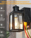 GFCI Porch Light With Dusk To Dawn Motion Sensor Breezy Rustproof Outdoor Lighting Fixture on wall in rain