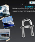 Badass 316 Stainless Steel U Bolt With Plates Nuts And Washers 4 85 Inch Long 2 25 Inch Wide 46Mm Center 8Mm Diameter showcased with marine images.