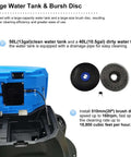 Commercial Floor Scrubber With 20 Inch Cleaning Path Dual Tank System 50L Fresh Water 40L Waste Water Boss Level Auto Industrial Mopping Machine 110V showing large water tank and brush disc