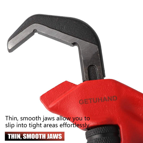 Nine And A Half Inch Hex Offset Wrench With One Eighth To Two And Five Eighths Inches Capacity Built Tough, slim jaws close-up