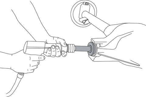 Using Pinion Bearing Race Driver Set With Extended Two-Piece Handle And Pneumatic Air Hammer Option for race installation