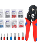 Ferrule Crimping Tool Kit For Wire Ferrules AWG 22 To 8 With 8 Ferrule Sizes And Insulated Connectors. High Conductivity Brass Tubes.